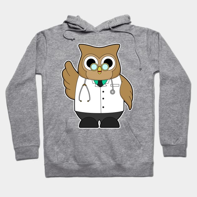 Owl as Doctor with Stetoscope Hoodie by Markus Schnabel